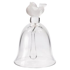 Vintage Lalique France Crystal Bell with Frosted Bird Finial