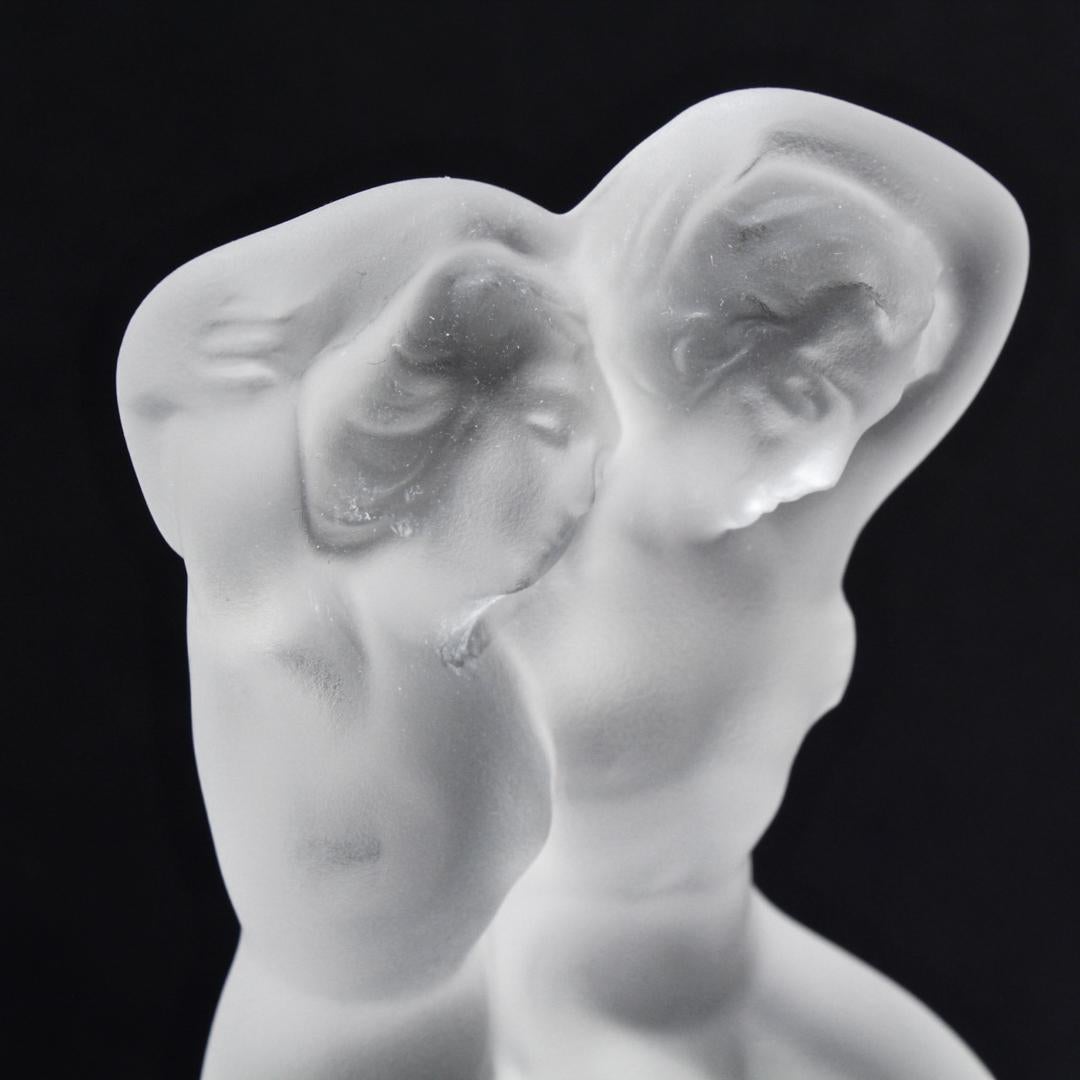 Vintage Lalique 'Le Faune' Art Glass Nude Pan & Diana Figurine or Paperweight For Sale 4