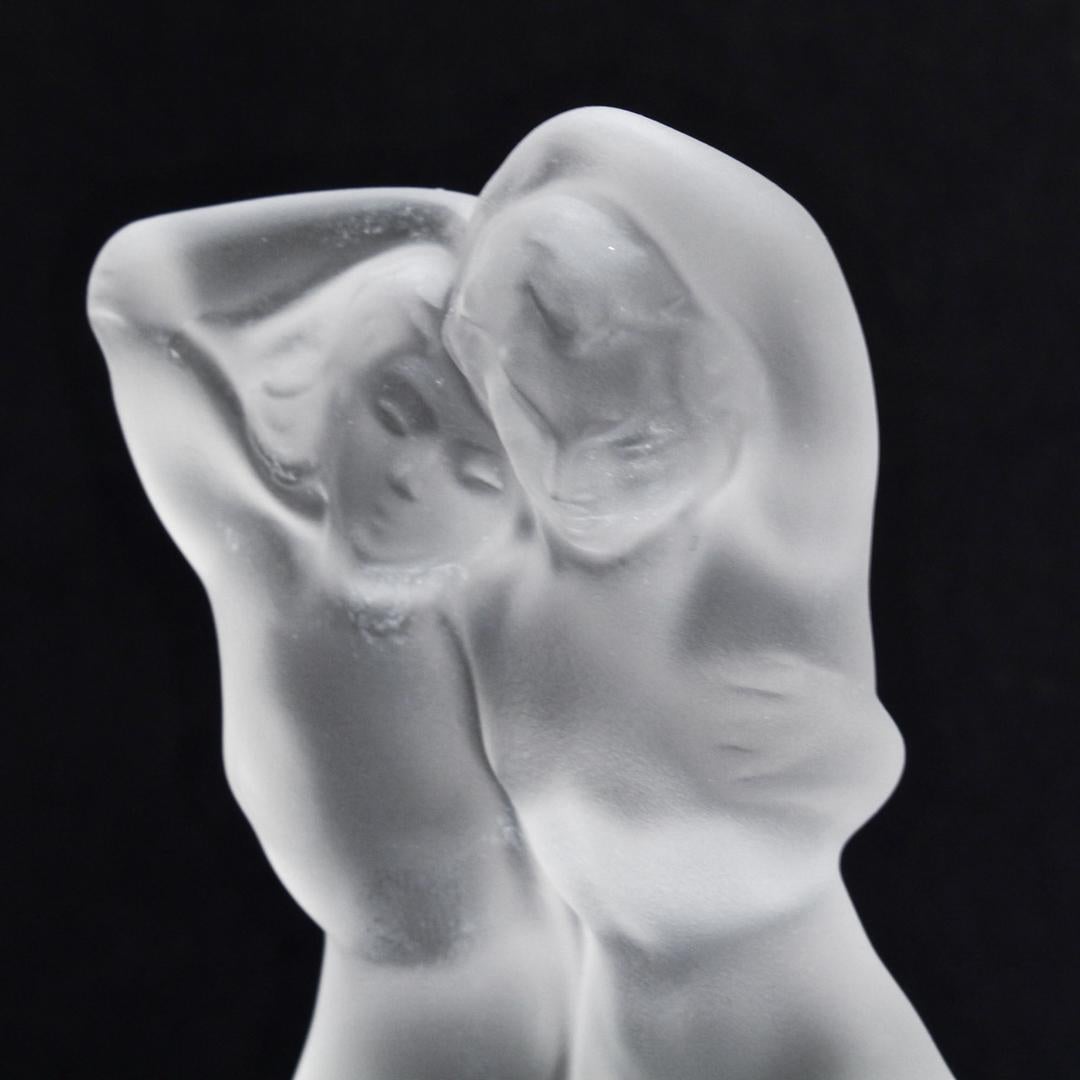Lalique « Le Faune » Art Glass Nude Pan & Diana Figurine ou presse-papiers vintage en vente 4