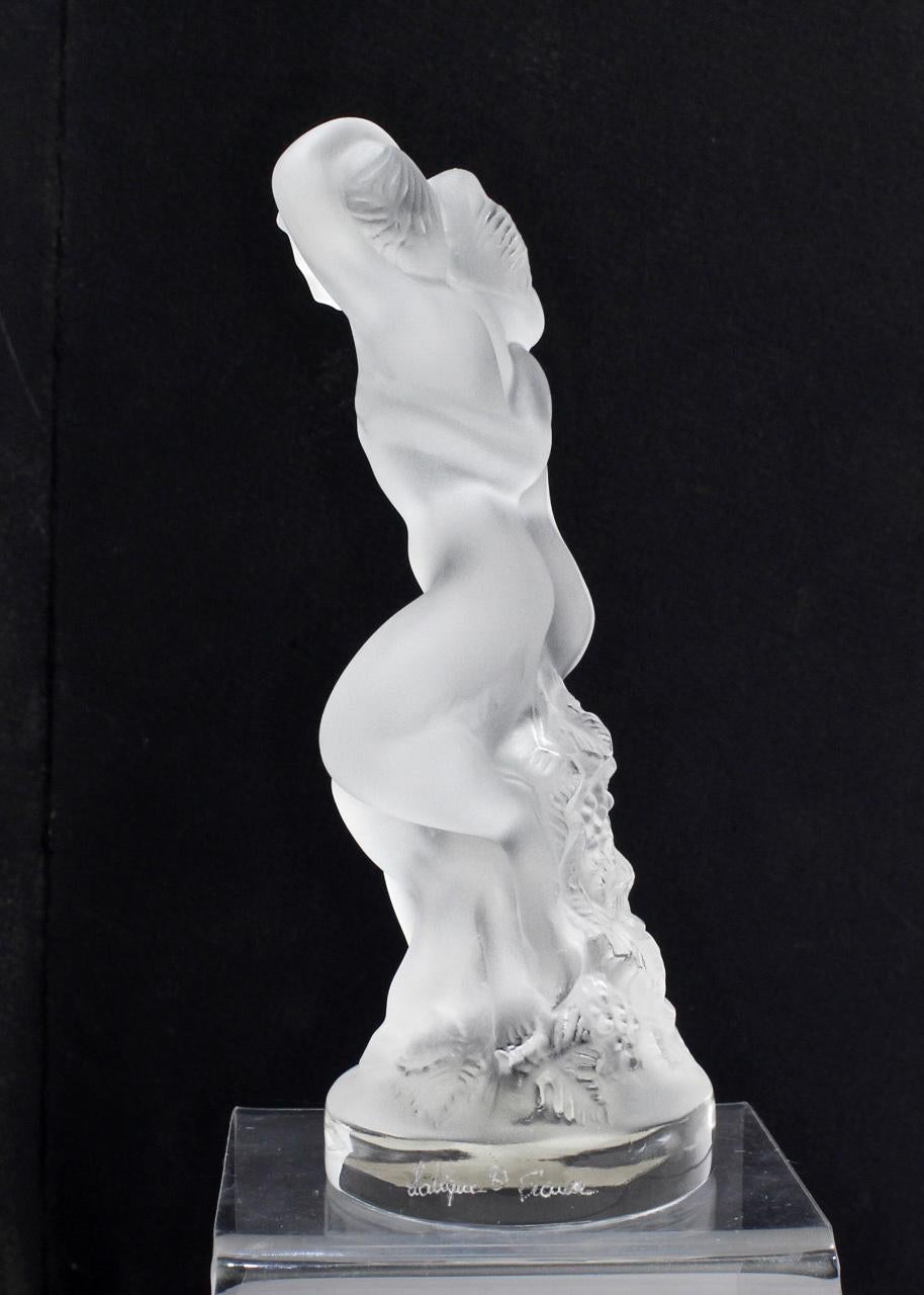 French Vintage Lalique 'Le Faune' Art Glass Nude Pan & Diana Figurine or Paperweight For Sale