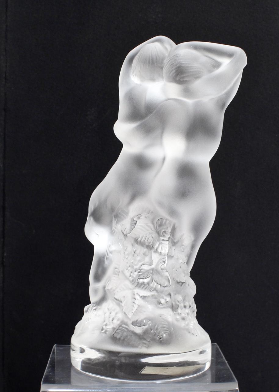 Vintage Lalique 'Le Faune' Art Glass Nude Pan & Diana Figurine or Paperweight For Sale 1