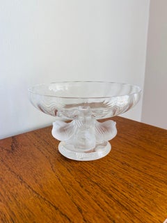 Vintage Lalique Nogent Crystal Bowl with Four Sparrows