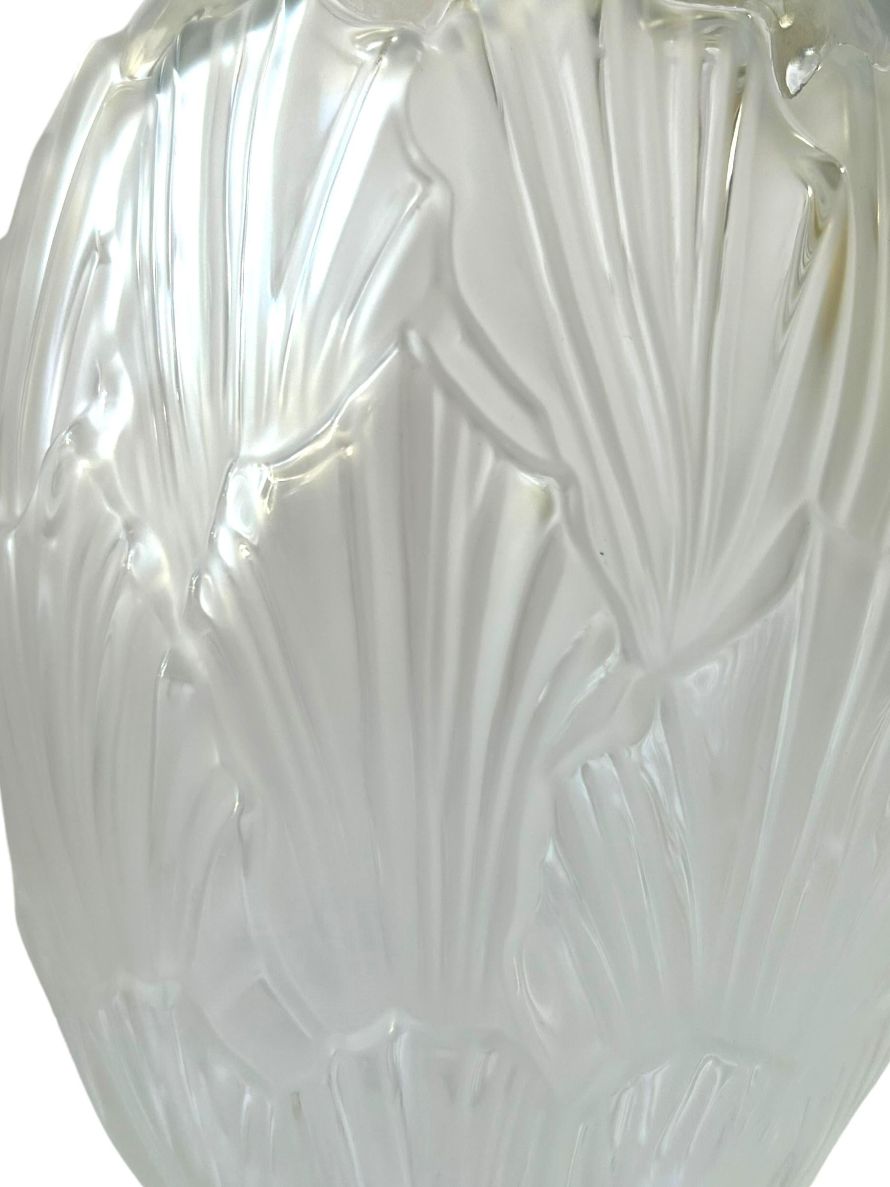 Art Deco Vintage Lalique “Sandrift” Frosted/Translucent Crystal Vase ~ Signed For Sale