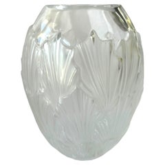 Retro Lalique “Sandrift” Frosted/Translucent Crystal Vase ~ Signed