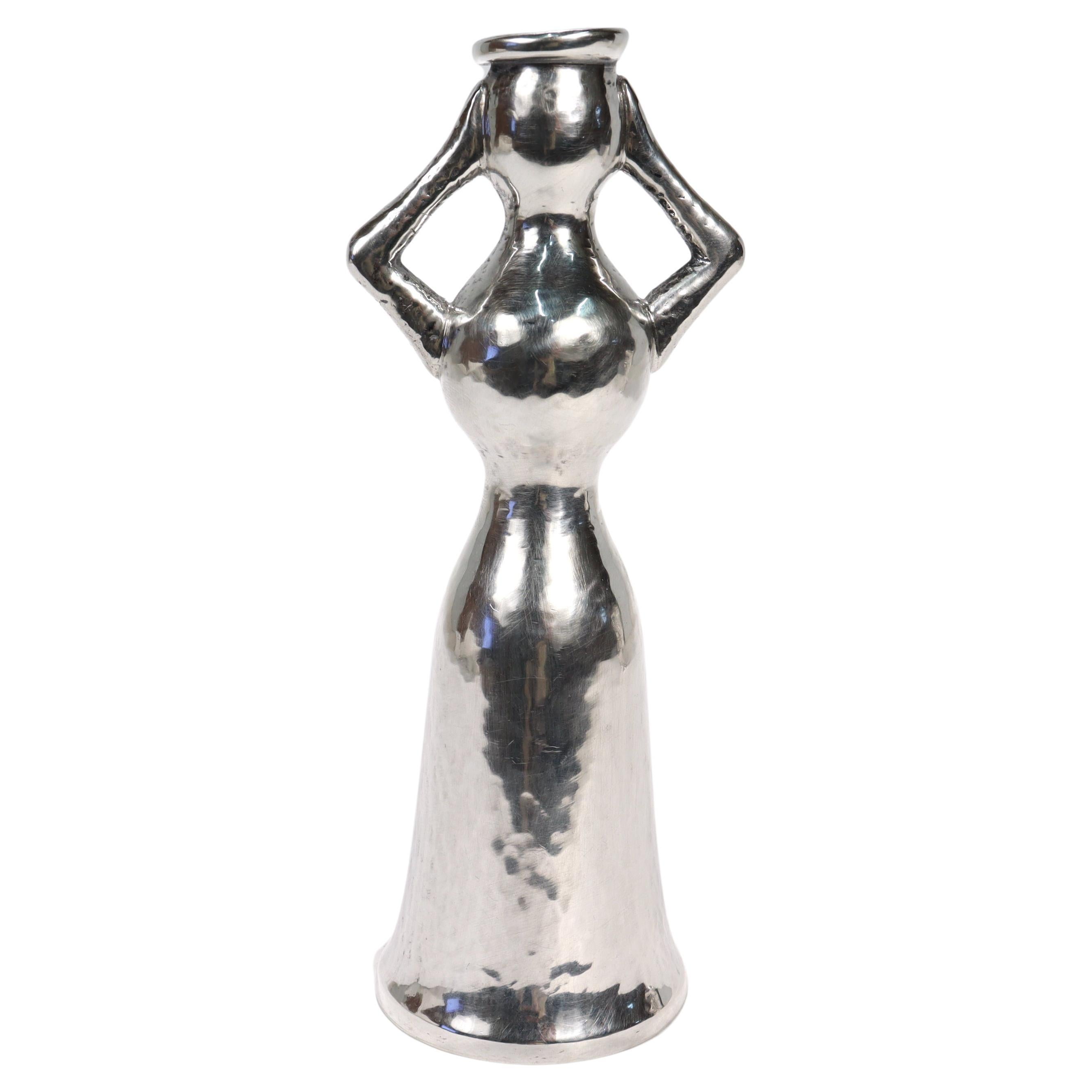 Vase ou bougeoir vintage Lalounis en argent sterling sur le thème de la fertilité masculine en vente
