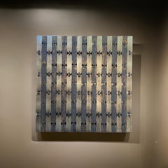 Brutalistische Lam Lee-Wandskulptur aus Metallbronze und Nickel-Finish, Vintage