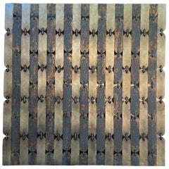 Escultura de Arte Brutalista de Pared Vintage Lam Lee Metal Acabado Bronce y Níquel