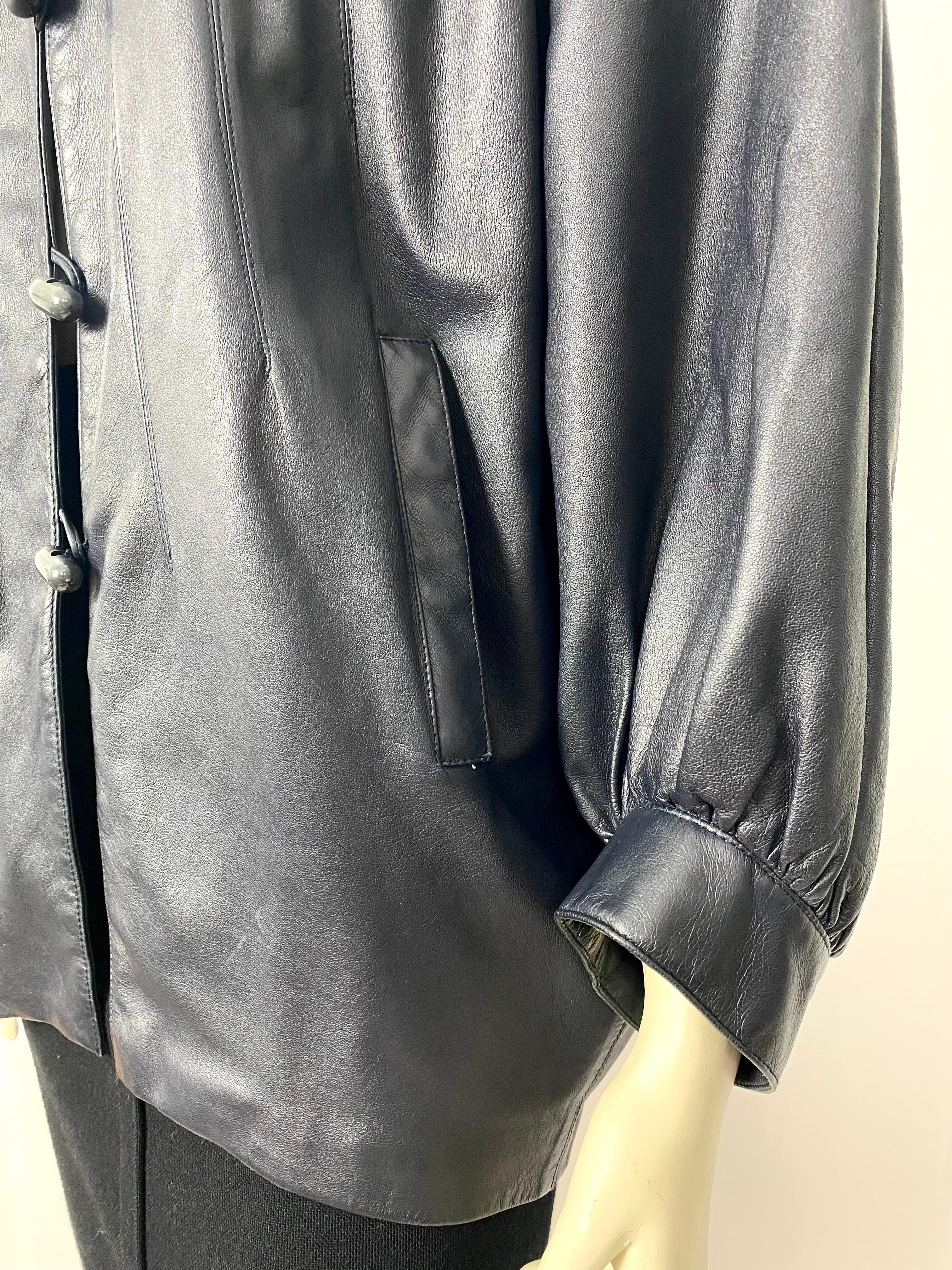 Women's or Men's Vintage lamb leather jacket by Yves saint laurent rive gauche  from the 1980s