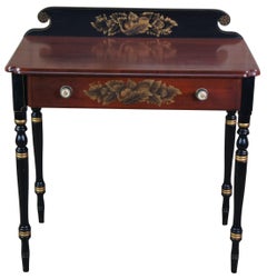 Vintage Lambert Hitchcock Black Harvest Stenciled Console Table Writing Desk