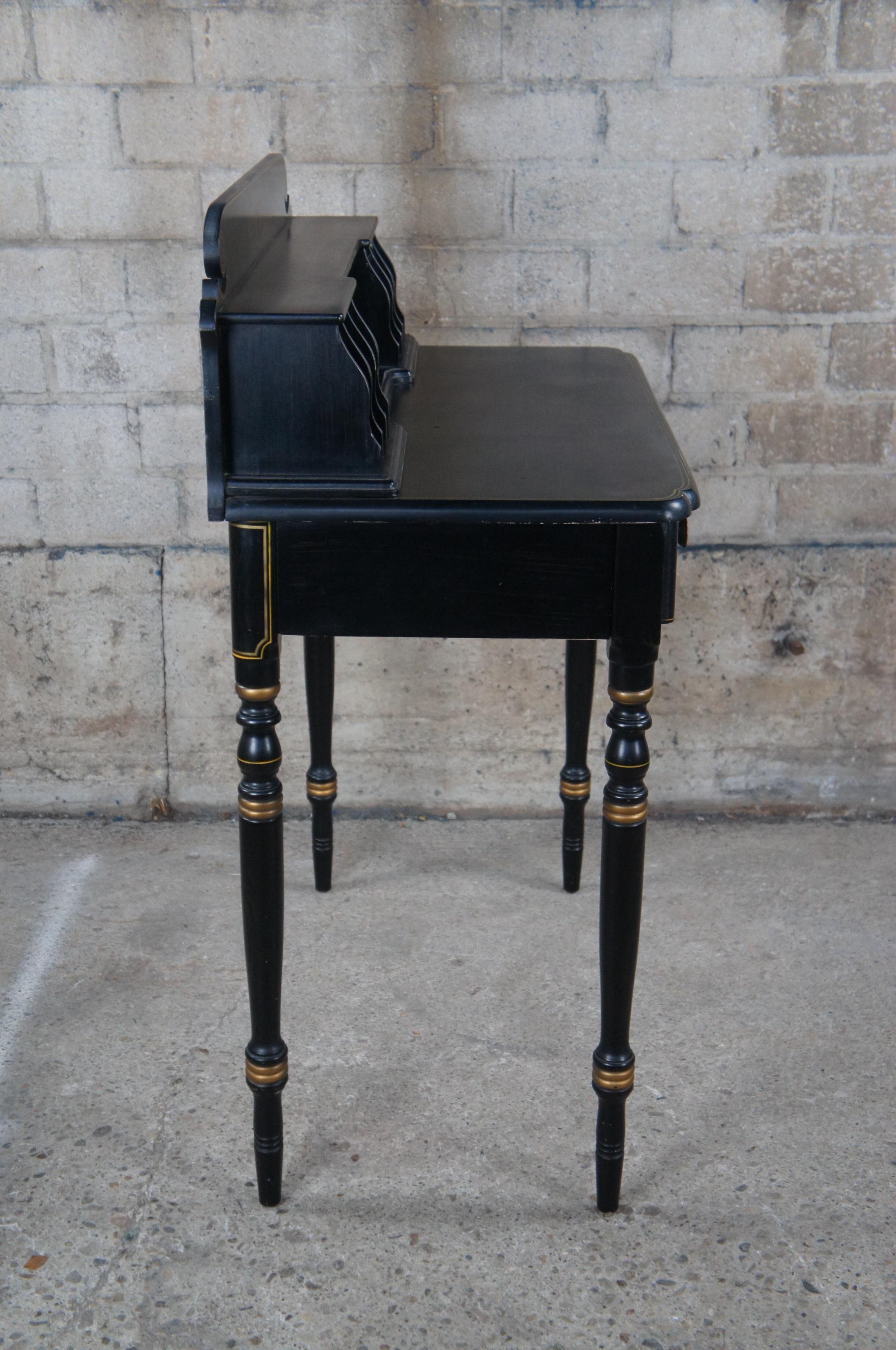 Vintage Lambert Hitchcock Black Harvest Stenciled Secretary Writing Desk Console In Good Condition In Dayton, OH