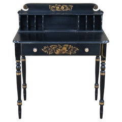 Used Lambert Hitchcock Black Harvest Stenciled Secretary Writing Desk Console