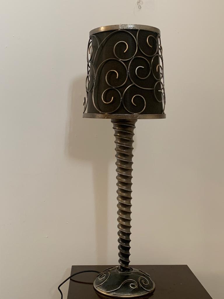 Brutalist Vintage Lamp in Metal, 1980s For Sale