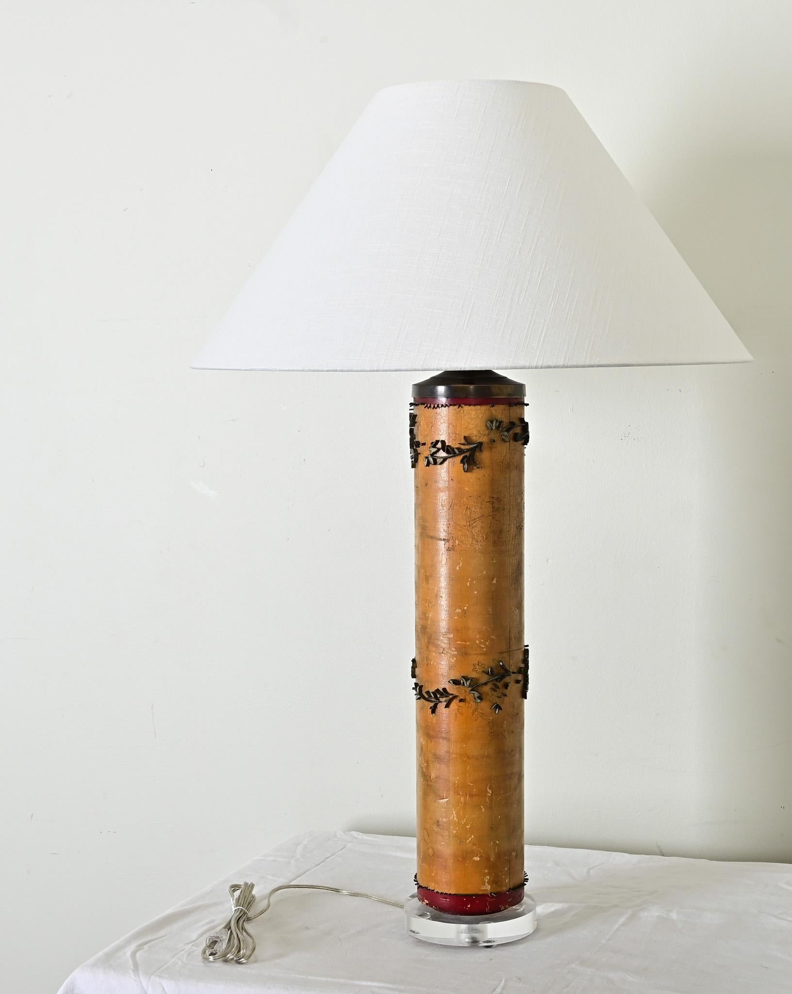 Métal Lampe vintage fabriquée à partir d'un rouleau encreur de papier peint en vente