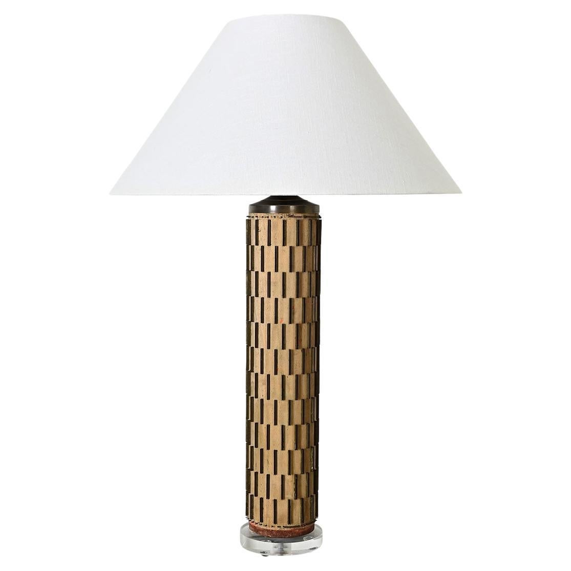 Vintage Lamp Made From Wallpaper Ink Roller