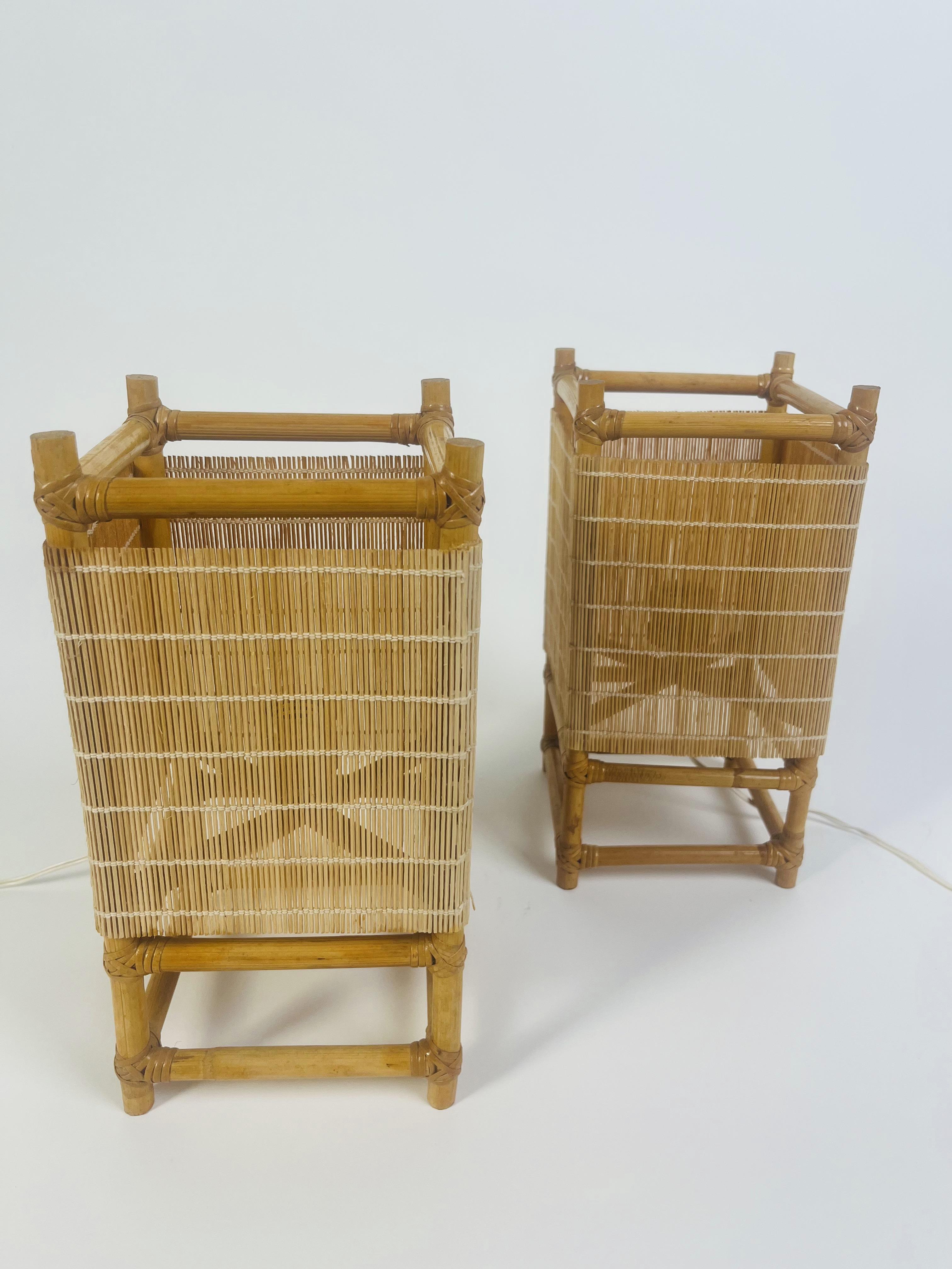 Lampada vintage realizzata in bambù e fibre naturali In condizioni buone in vendita a Barcelona, ES