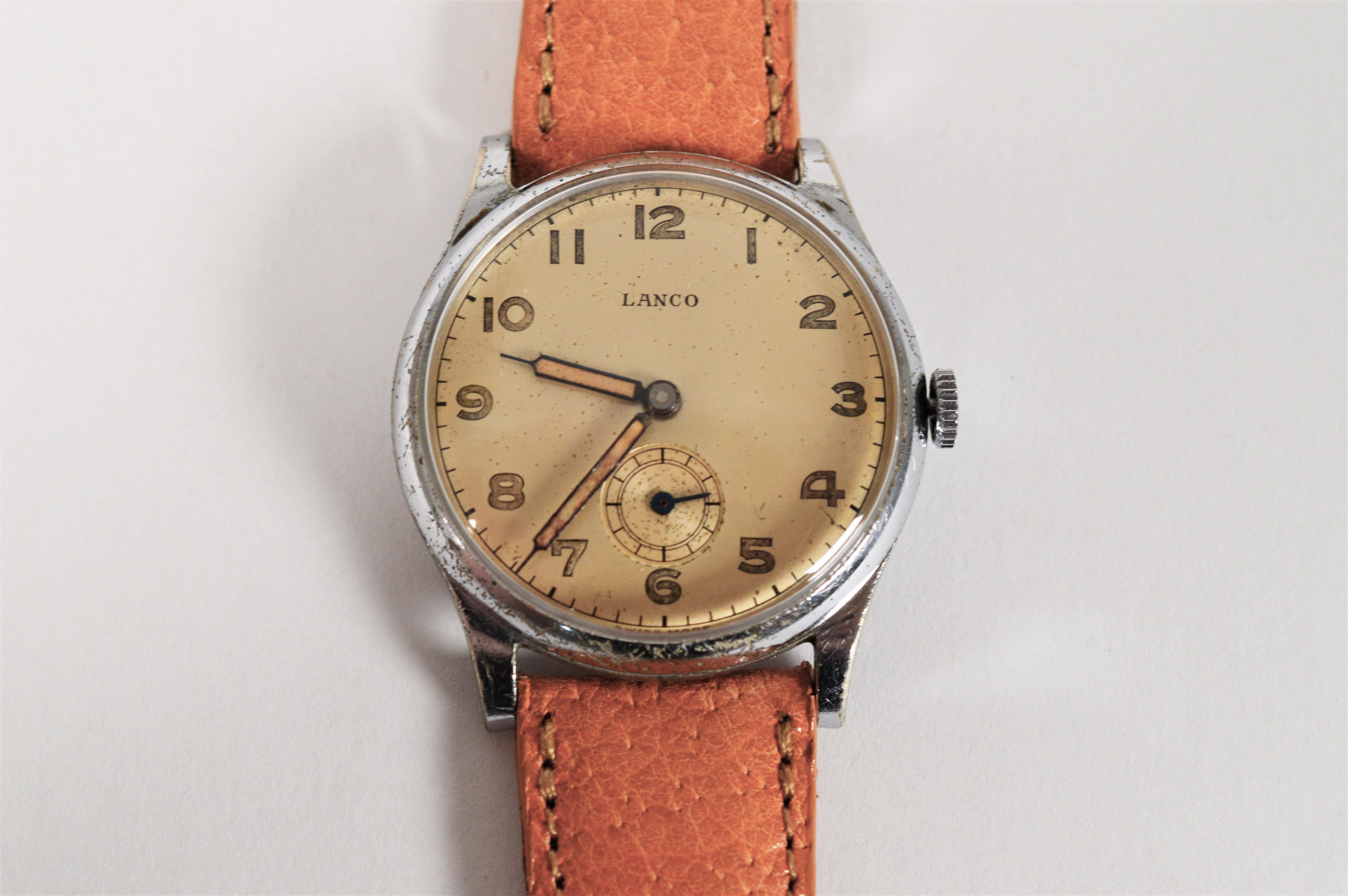 Vintage Lanco Stainless Steel Wrist Watch In Good Condition For Sale In Mount Kisco, NY
