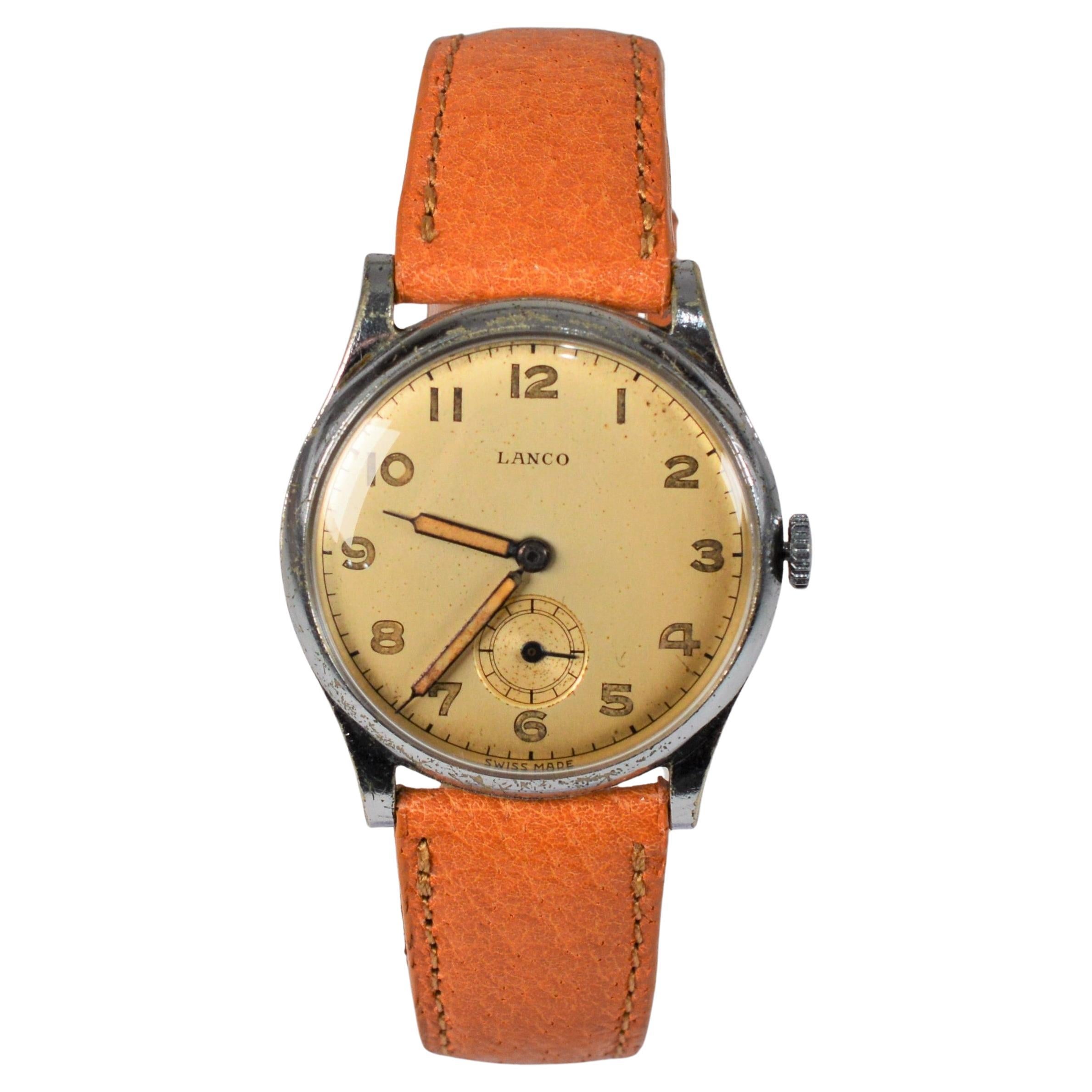 Montre-bracelet Lanco vintage en acier inoxydable en vente