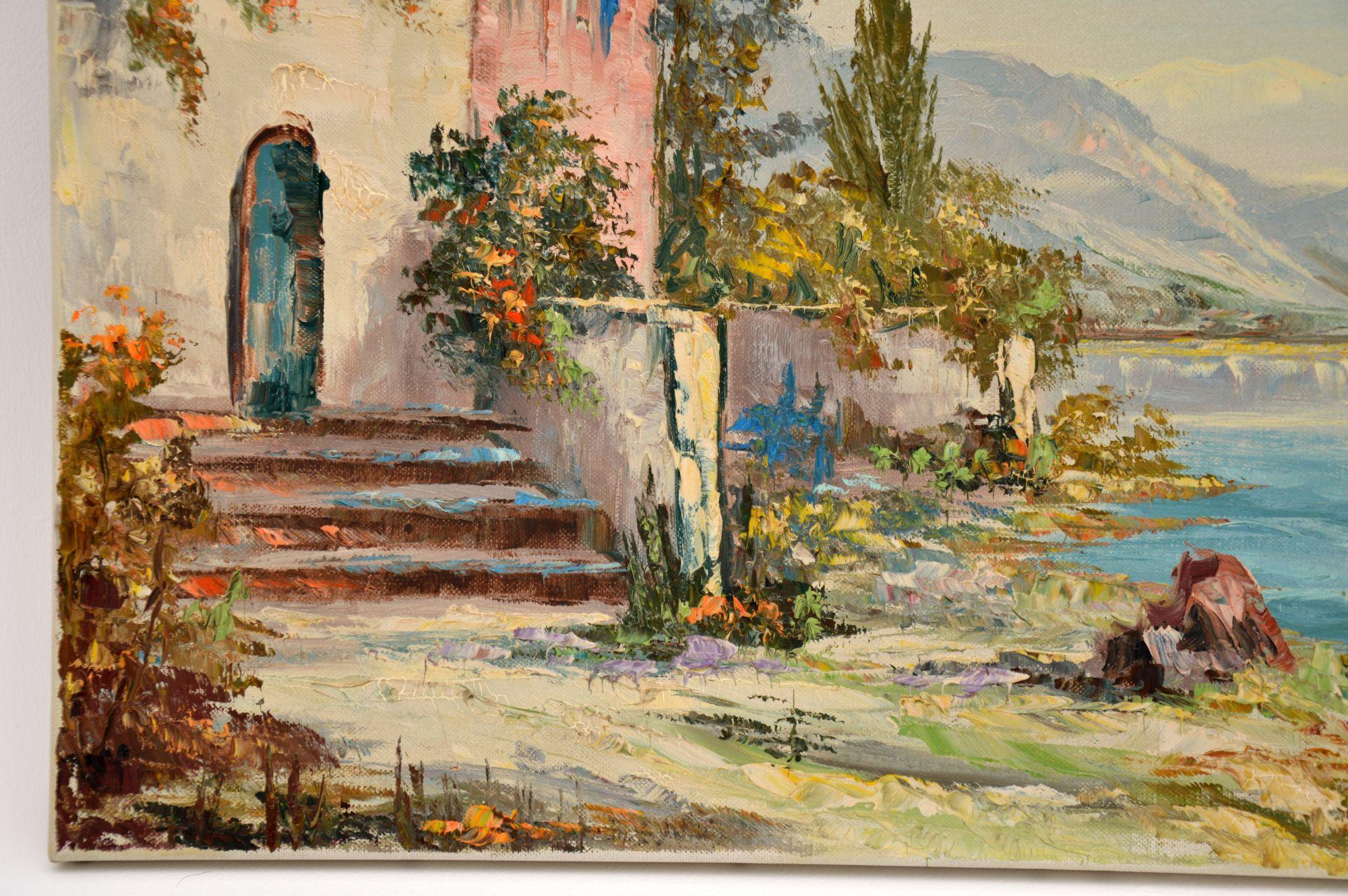 Peinture à l'huile impressionniste de paysage vintage « Gabri » en vente 1