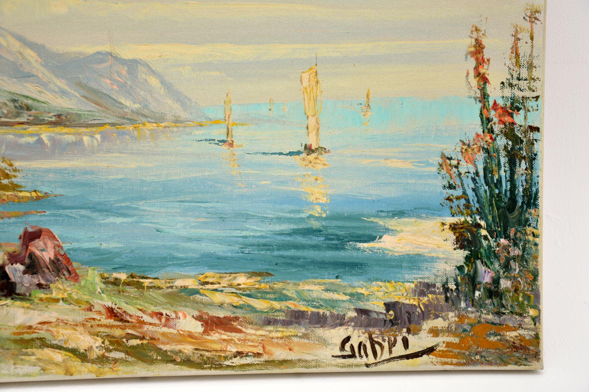 Peinture à l'huile impressionniste de paysage vintage « Gabri » en vente 2
