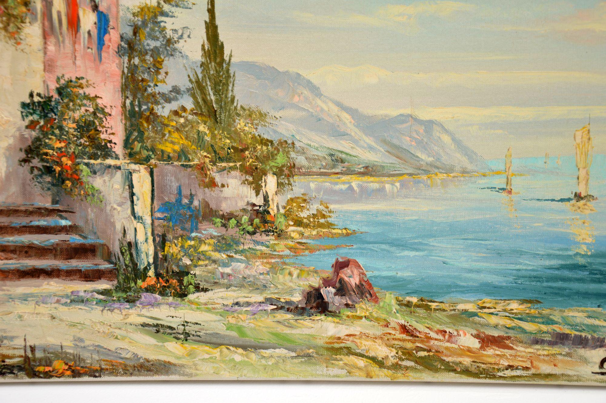 Peinture à l'huile impressionniste de paysage vintage « Gabri » en vente 3