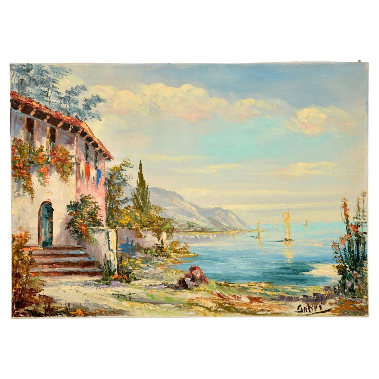 Peinture à l'huile impressionniste de paysage vintage « Gabri » en vente