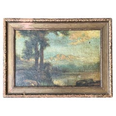 Vintage Landscape Oil Painting in Gilt Frame
