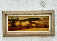 Paesaggio d'epoca dipinto a olio su tavola