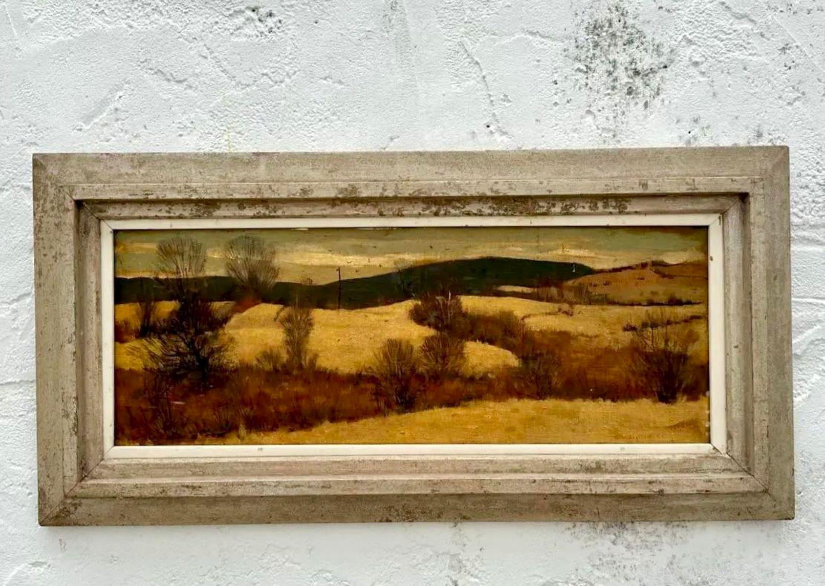 North American Vintage Landscape Oil Painting on Board For Sale