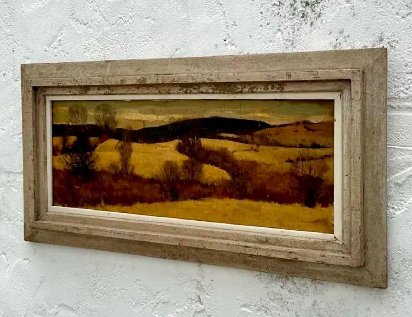 20th Century Vintage Landscape Oil Painting on Board For Sale