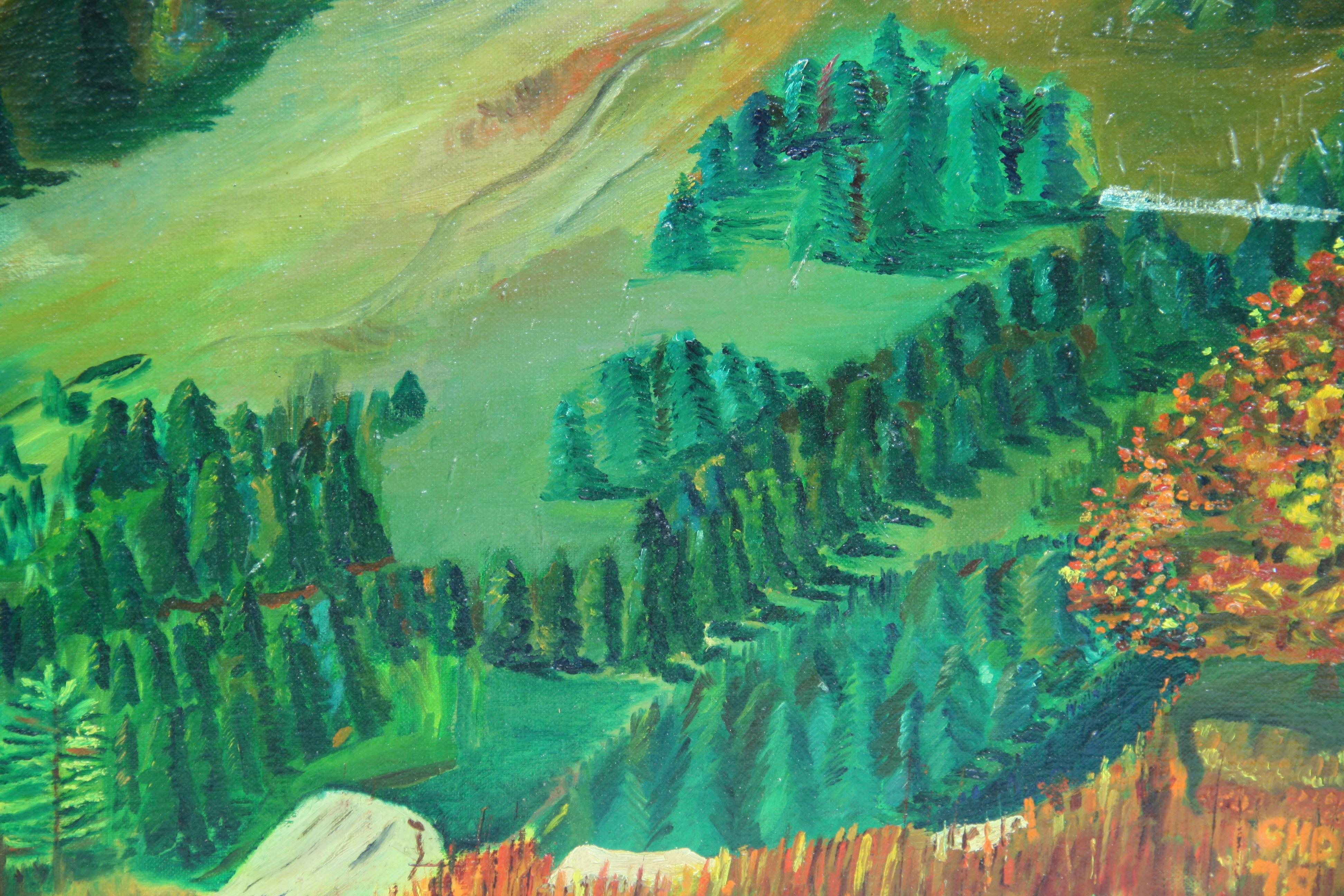 Paisaje Vintage al óleo 