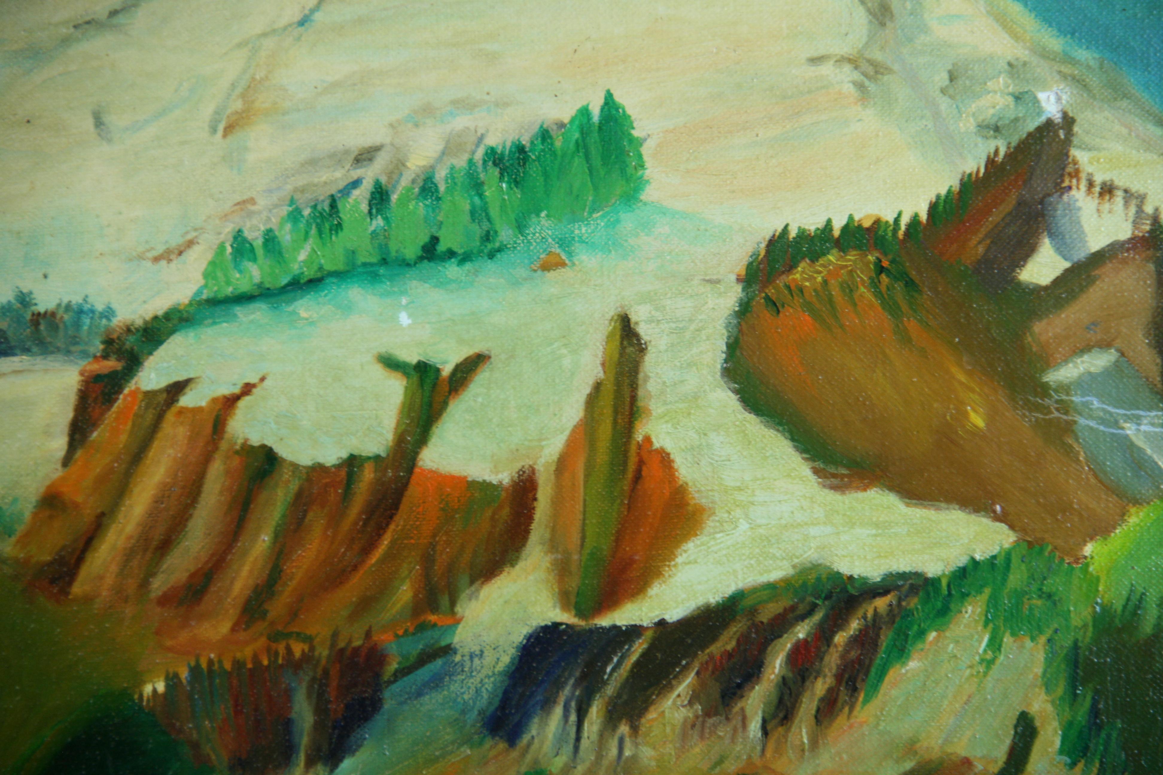 Paisaje Vintage al óleo 