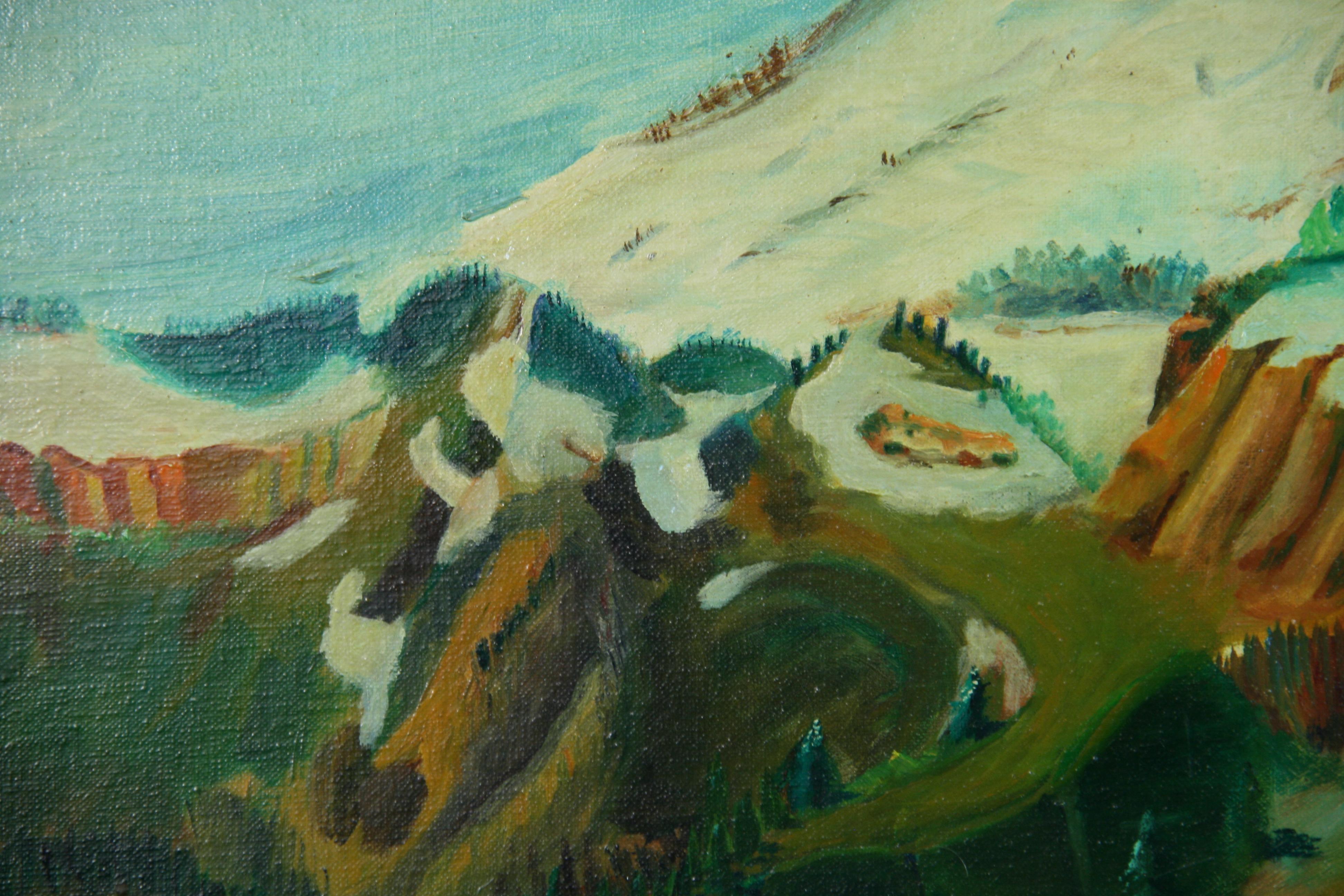 Paisaje Vintage al óleo 