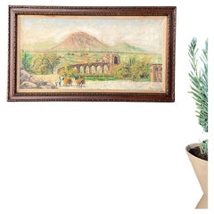 Pintura al óleo vintage de paisaje, firmada