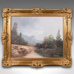 Vintage Landscape Painting, Austrian, Framed Oil On Canvas, Art, Alpine Scene