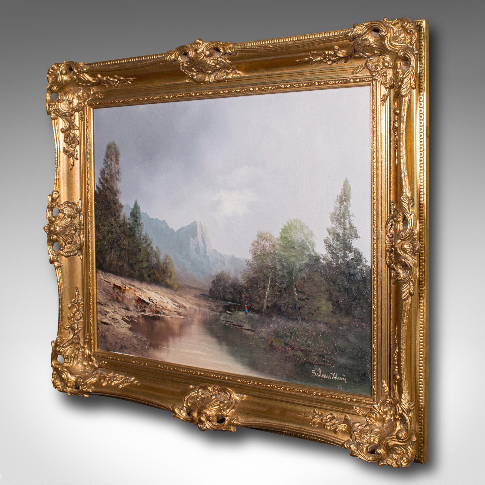 Vintage-Landschaftsgemälde, Österreich, gerahmtes Ölgemälde auf Leinwand, Kunst, Alpin-Szene (Moderne der Mitte des Jahrhunderts) im Angebot
