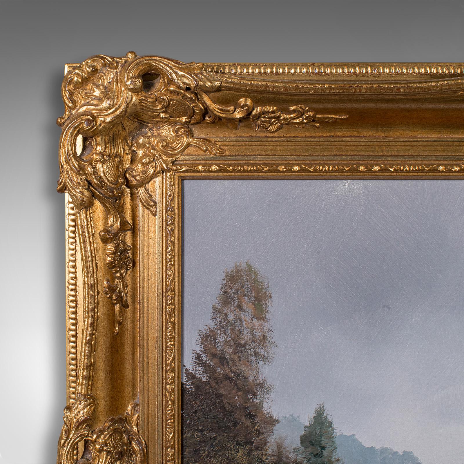 Vintage-Landschaftsgemälde, Österreich, gerahmtes Ölgemälde auf Leinwand, Kunst, Alpin-Szene im Angebot 1