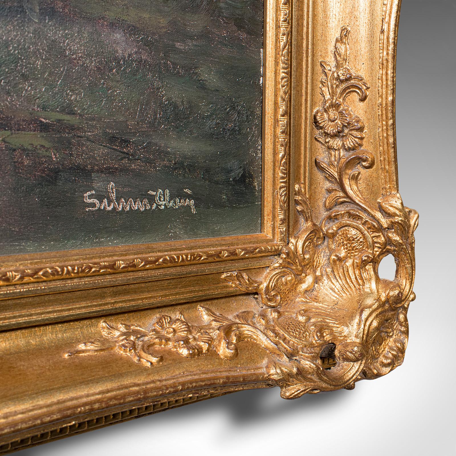 Vintage-Landschaftsgemälde, Österreich, gerahmtes Ölgemälde auf Leinwand, Kunst, Alpin-Szene im Angebot 2