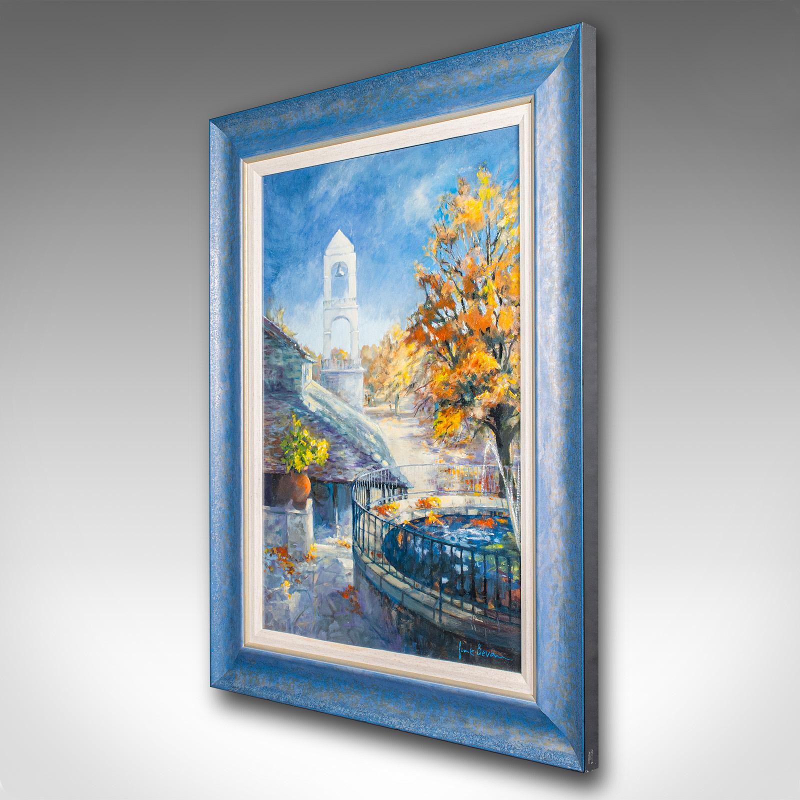 Vintage-Landschaftsgemälde, Englisch, gerahmtes Ölgemälde auf Karton, Kunst, signiert, um 1980 (Moderne der Mitte des Jahrhunderts) im Angebot