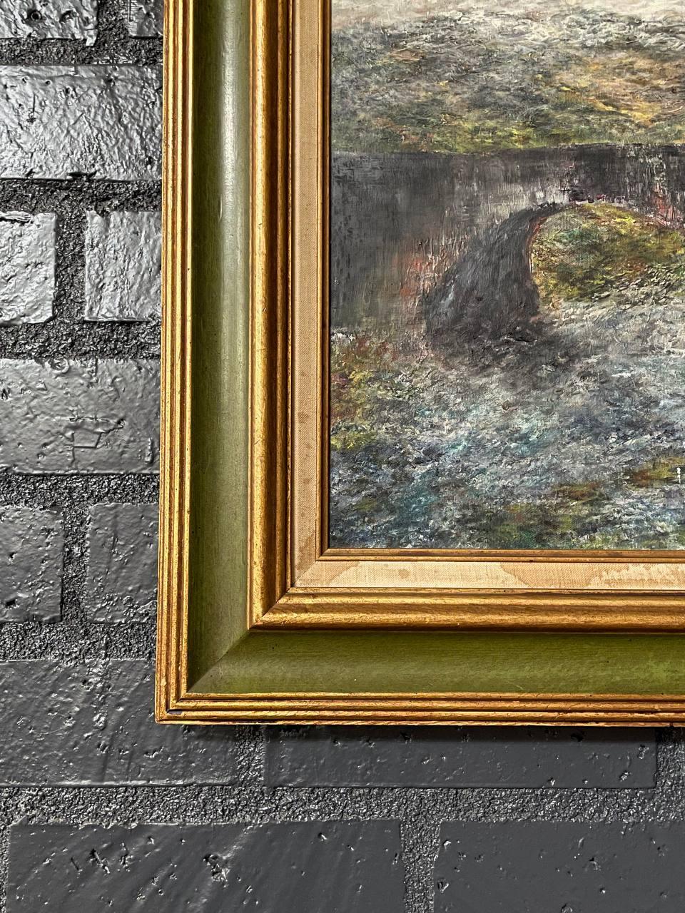 Vintage Landschaftsgemälde von Sligachan Bridge, Schottland - Signiert D.S. Duncan (Schottisch) im Angebot