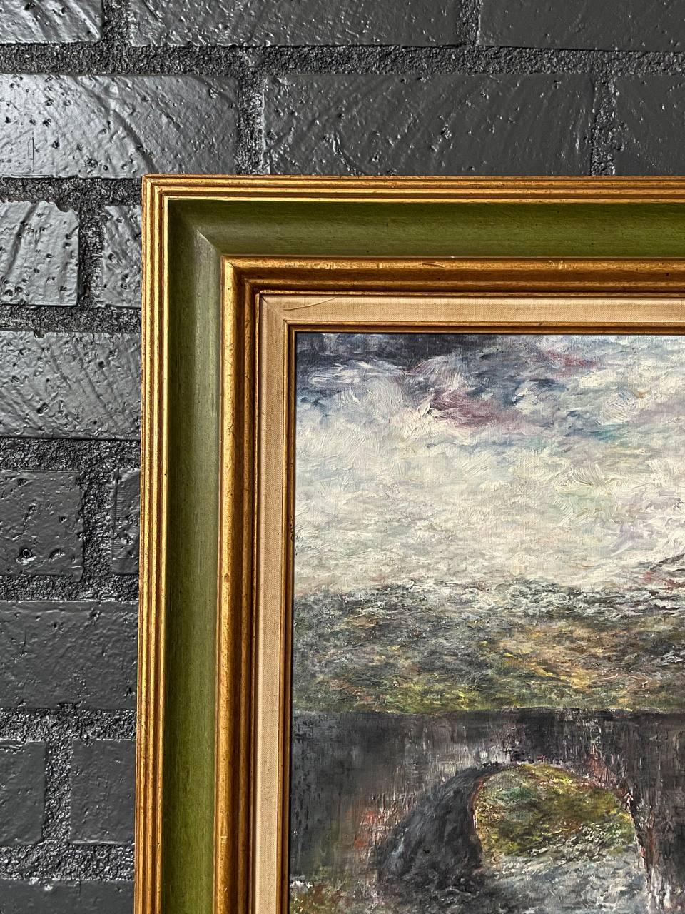 Vintage Landschaftsgemälde von Sligachan Bridge, Schottland - Signiert D.S. Duncan (Ende des 20. Jahrhunderts) im Angebot