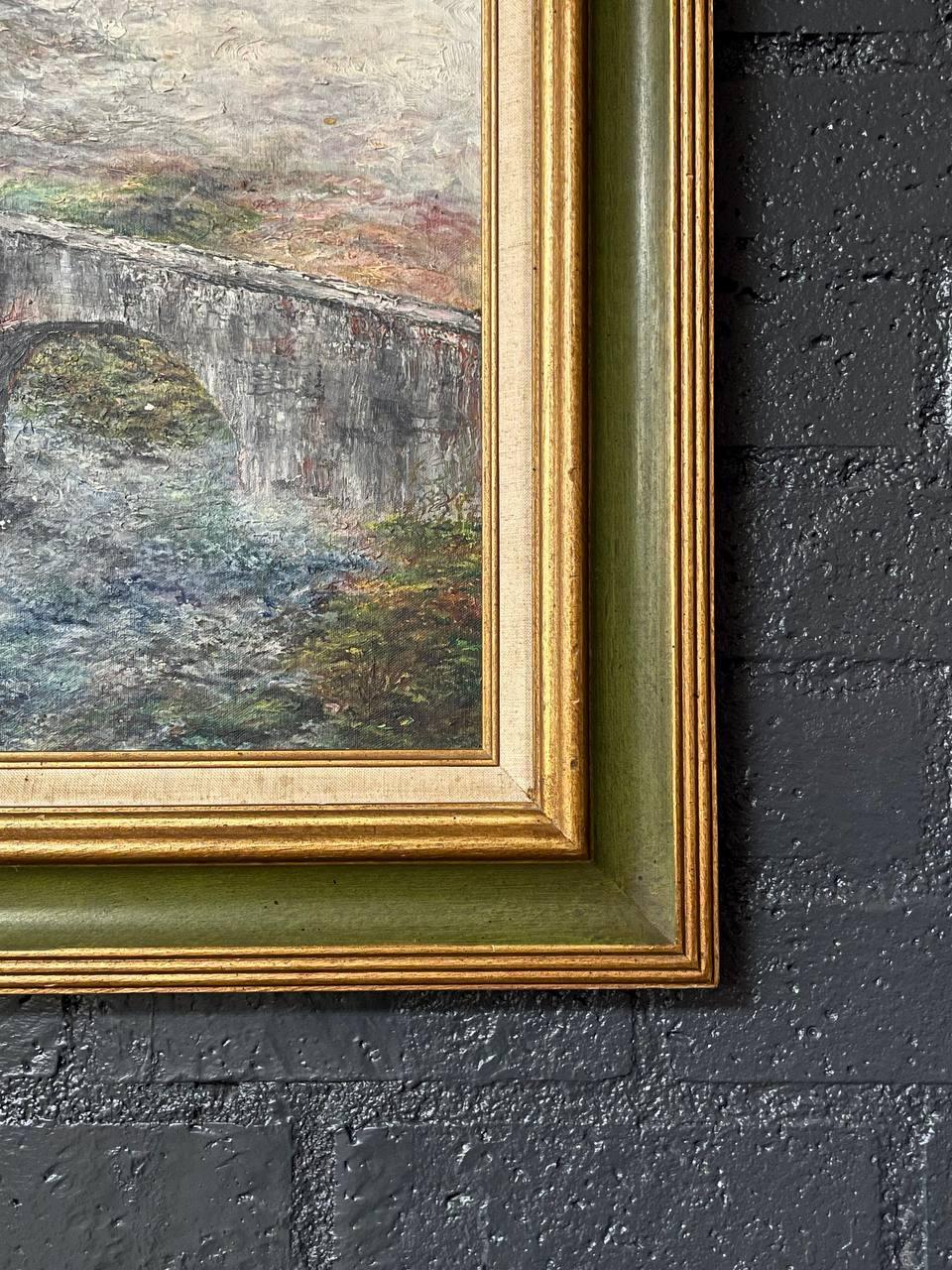 Vintage Landschaftsgemälde von Sligachan Bridge, Schottland - Signiert D.S. Duncan (Leinwand) im Angebot