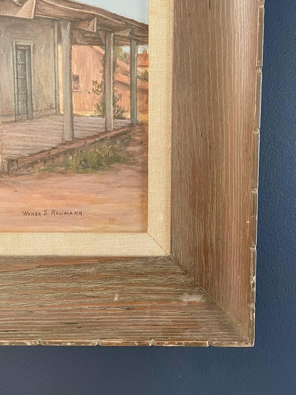 Canvas Vintage Landscape Painting of Western Town by Wanoa S. Neumann For Sale