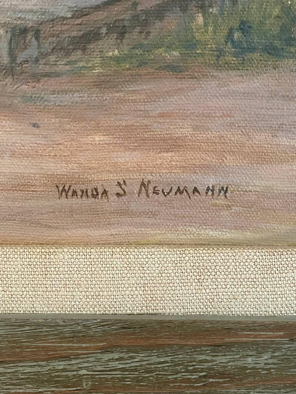 Vintage Landscape Painting of Western Town by Wanoa S. Neumann For Sale 1