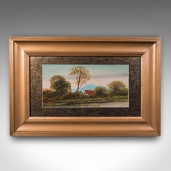 Vintage Landscape Painting, Scottish School, Framed, Oil, Riverbank Scene, Art