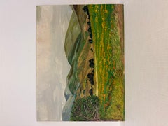 vintage landscape painting with patina