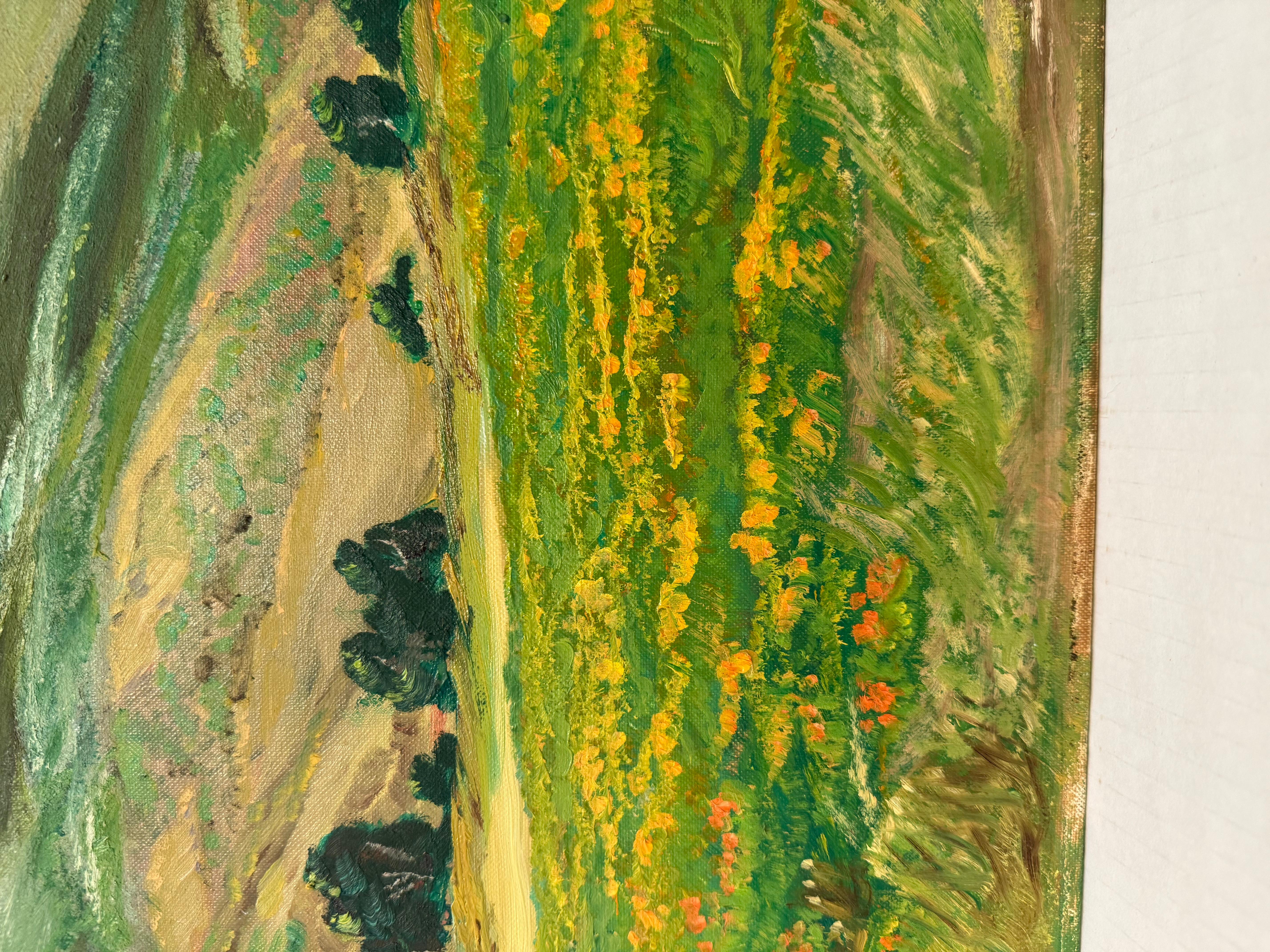 vintage landscape painting with patina For Sale 1