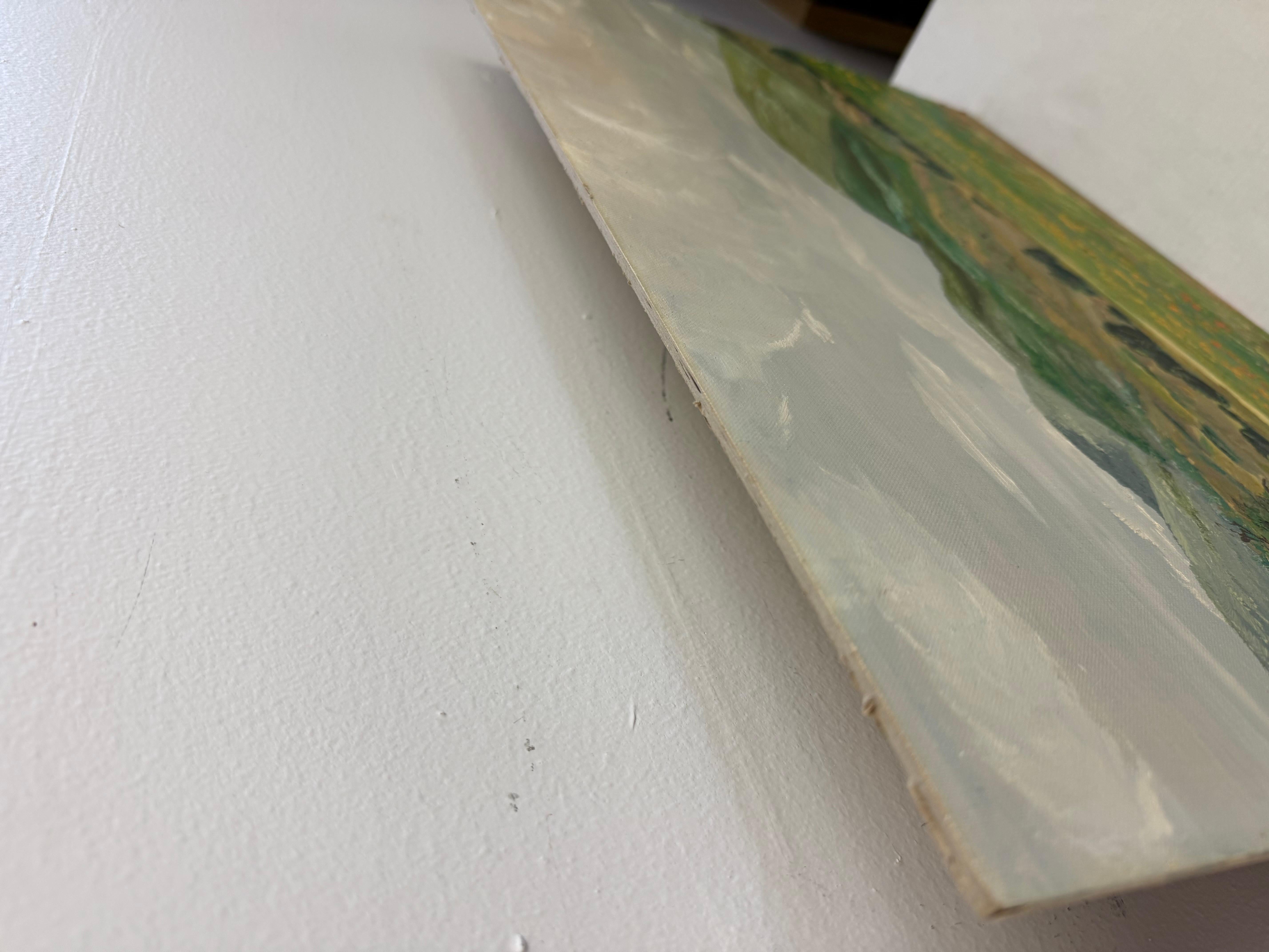 vintage landscape painting with patina For Sale 2