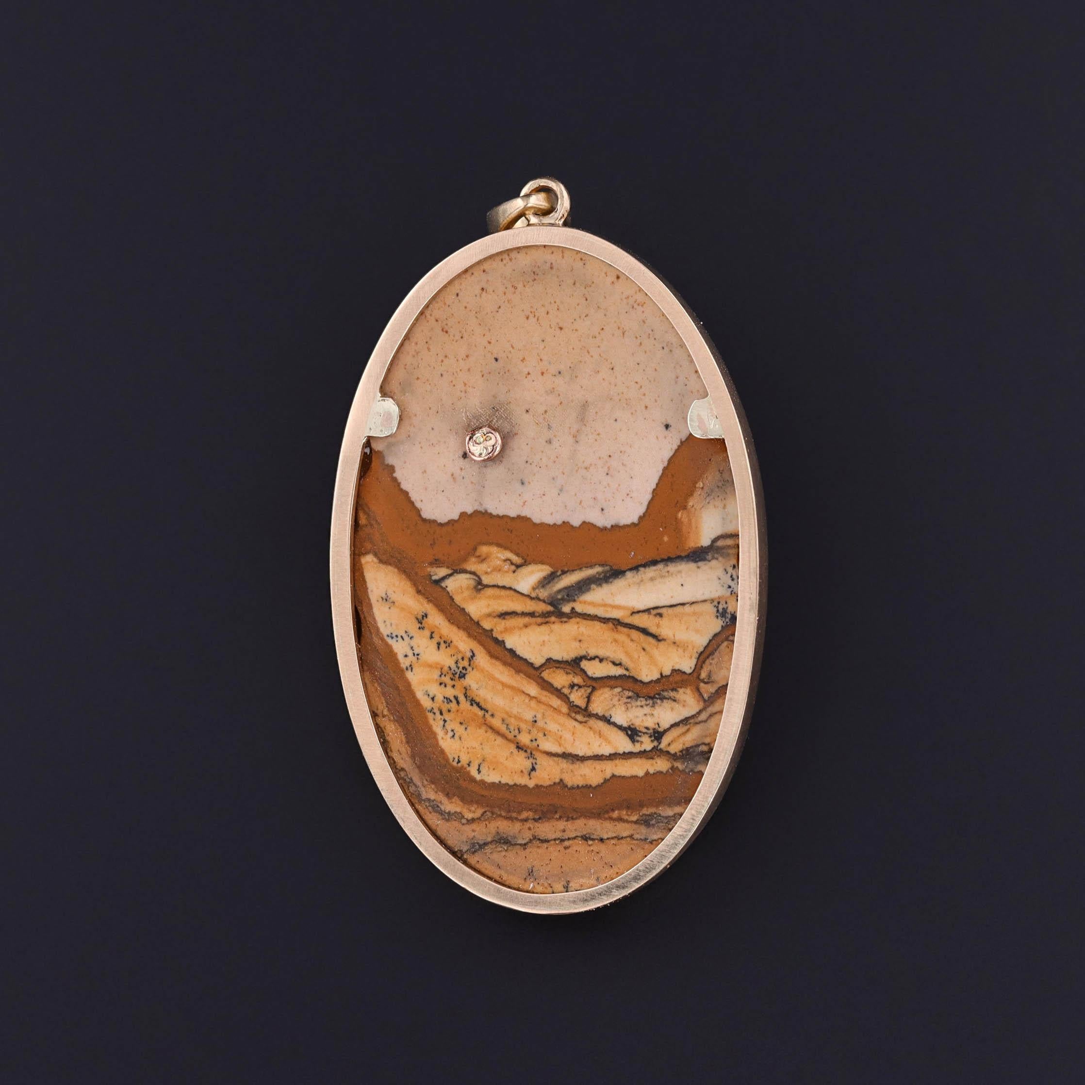 Perle Pendentif paysage vintage en grès en vente