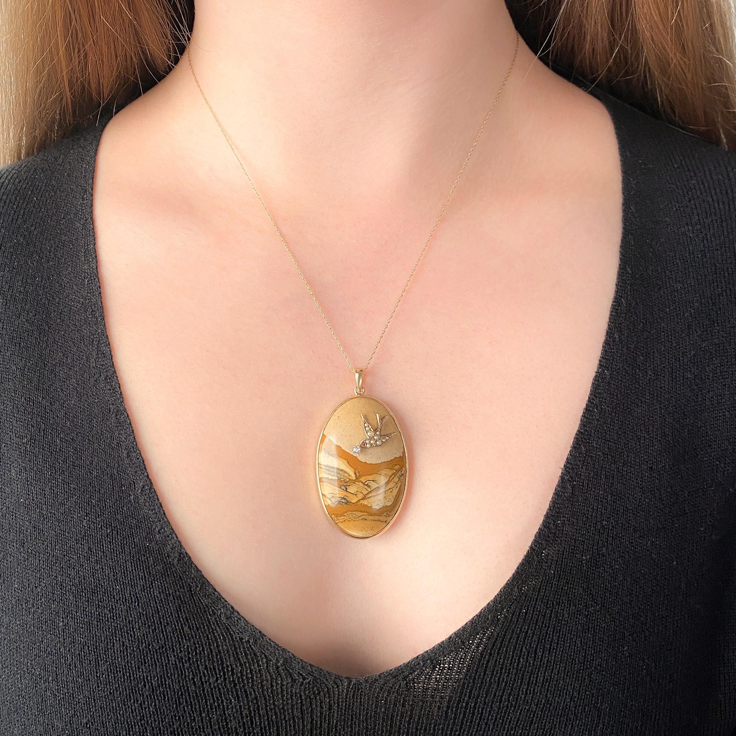 Pendentif paysage vintage en grès Bon état - En vente à Lewisburg, PA