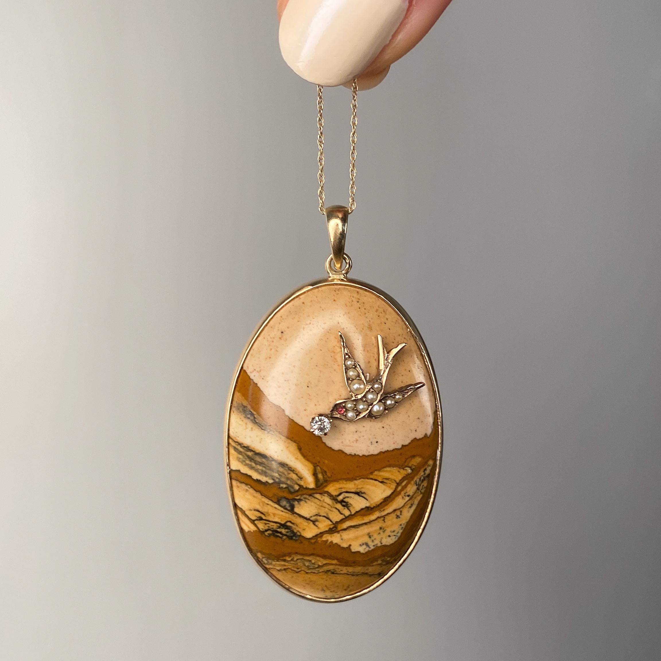 Pendentif paysage vintage en grès Pour femmes en vente